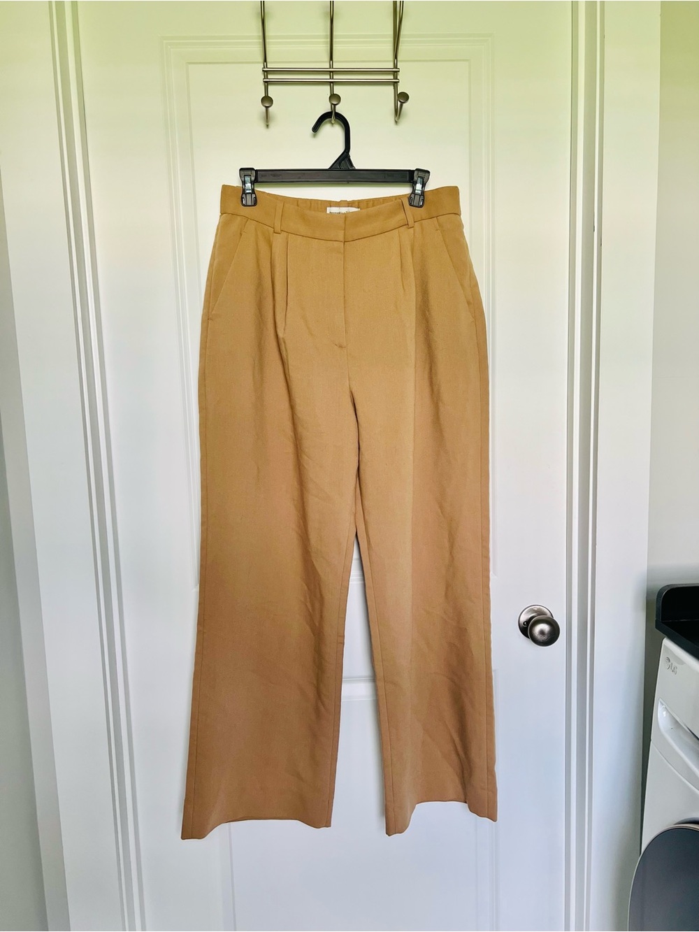 Abercrombie & Fitch Wide Leg High-Rise Trousers in Camel